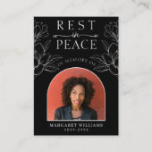 Erholung in Peace Black Floral Foto Beerdigung Geb Begleitkarte (Vorderseite)