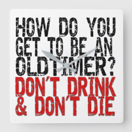 Erholung Old Timer Joke Quadratische Wanduhr