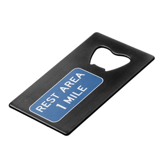 Erholung Straßenzeichen Geldbeutel Flaschenöffner (Vorderseite Schrägansicht)