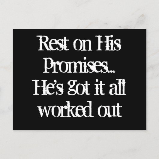 "ERHOLUNG ÜBER SEINE VERSPRECHUNGEN" POSTKARTE (Vorderseite)