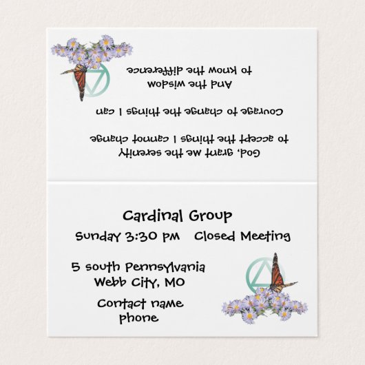 Erholung Visitenkarten (Außenseite Aufgefaltet)