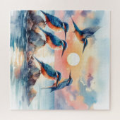 Erholung von Vögeln auf Felsen in einem ruhigen Me Puzzle (Horizontal)