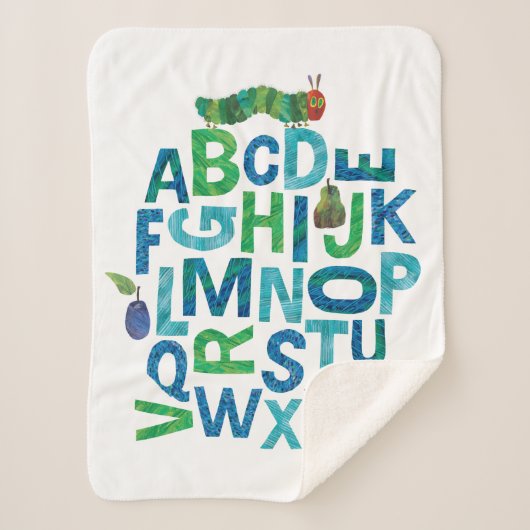 Eric Carle | Alphabet Raupe Buchstaben Muster Sherpadecke (Vorderseite)
