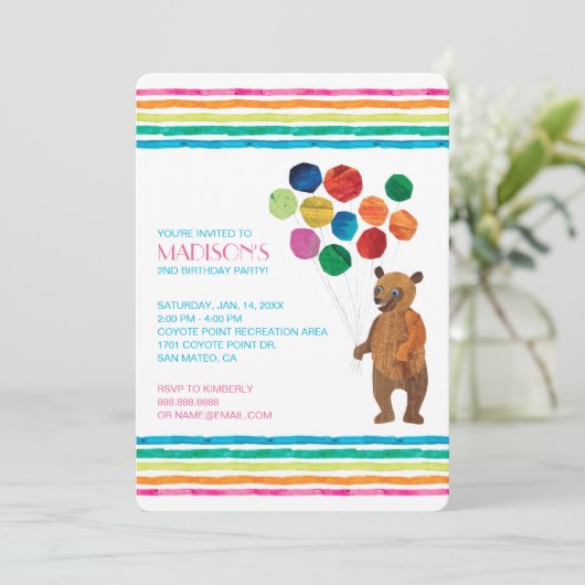 Eric Carle | Beary Rainbow Birthday Einladung (Stehend Vorderseite)