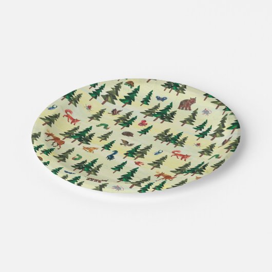 Eric Carle | Bereit für das Muster "Forest Fun" Pappteller (Schrägansicht)
