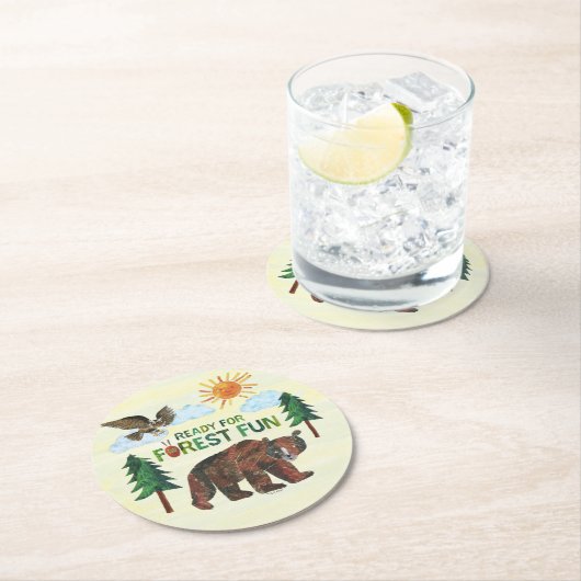 Eric Carle | Bereit für Waldspass Runder Pappuntersetzer (Vor Ort)