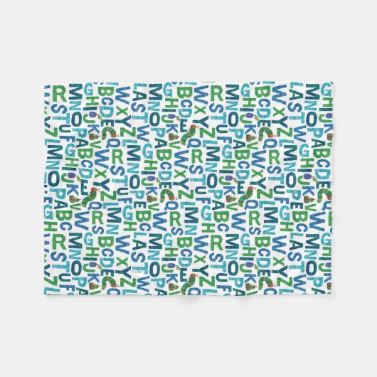 Eric Carle | Blaue und grüne Alphabet Muster Fleecedecke (Vorderseite (Horizontal))