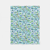 Eric Carle | Blaue und grüne Alphabet Muster Fleecedecke (Vorderseite)