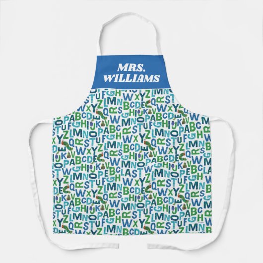 Eric Carle | Blaue und grüne Alphabet Muster Schürze (Vorderseite)