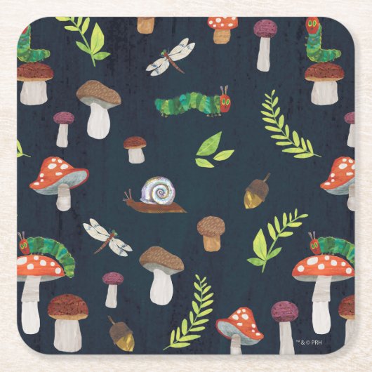 Eric Carle | Bug und Pilzmuster Rechteckiger Pappuntersetzer (Vorderseite)