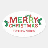 Eric Carle | Frohe Weihnachten Ovaler Aufkleber (Vorderseite)