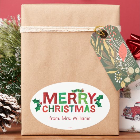 Eric Carle | Frohe Weihnachten Ovaler Aufkleber (Feiertag)