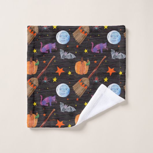 Eric Carle | Raupe Black Halloween Pattern Badhandtuch Set (Waschlappen)