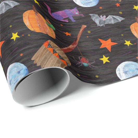 Eric Carle | Raupe Black Halloween Pattern Geschenkpapier (Rolleneckpunkt)