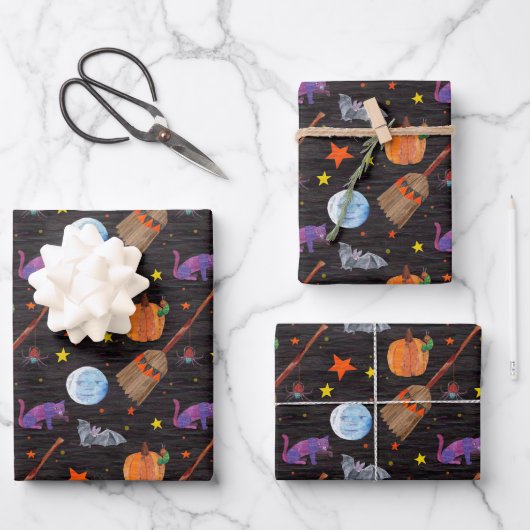 Eric Carle | Raupe Black Halloween Pattern Geschenkpapier Set (Vorderseite)