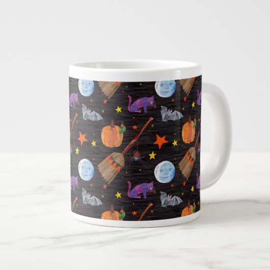 Eric Carle | Raupe Black Halloween Pattern Jumbo-Tasse (Vorderseite Rechts)