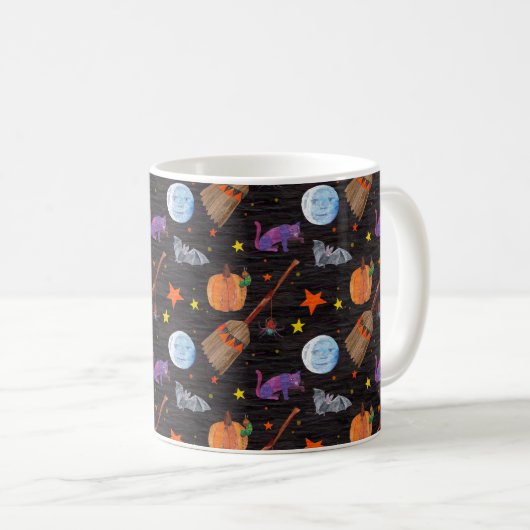 Eric Carle | Raupe Black Halloween Pattern Kaffeetasse (VorderseiteRechts)