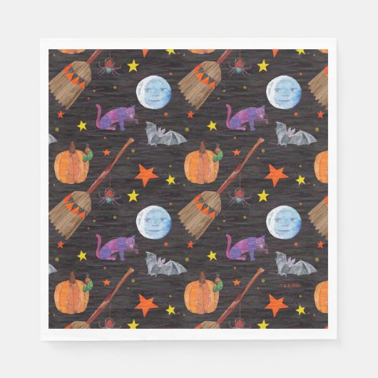 Eric Carle | Raupe Black Halloween Pattern Serviette (Vorderseite)