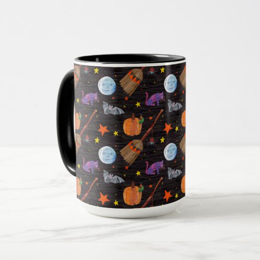Eric Carle | Raupe Black Halloween Pattern Tasse (Vorderseite Links)