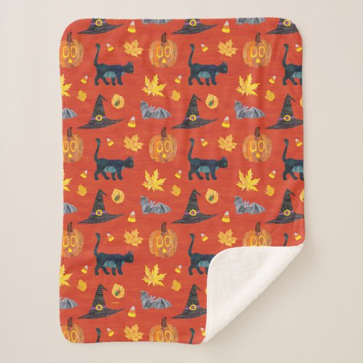 Eric Carle | Raupe Halloween-Muster Sherpadecke (Vorderseite)