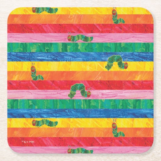 Eric Carle | Raupe-Regenbogen-Muster Rechteckiger Pappuntersetzer (Vorderseite)