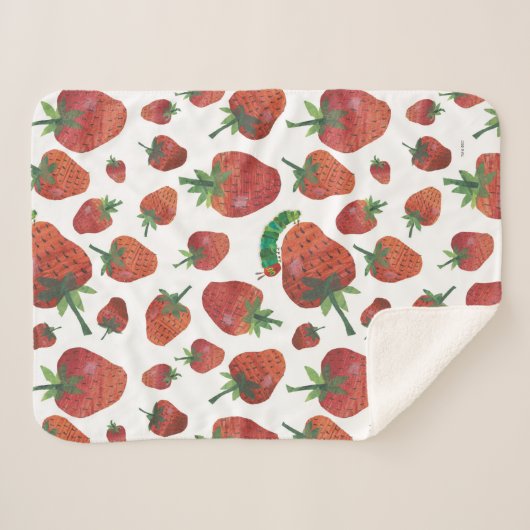 Eric Carle | Raupe- und Erdbeermuster Sherpadecke (Vorderseite (Horizontal))