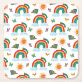 Eric Carle | Raupe zum Regenbogen-Schmetterling Rechteckiger Pappuntersetzer (Vorderseite)