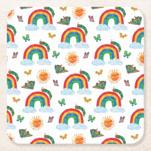 Eric Carle | Raupe zum Regenbogen-Schmetterling Rechteckiger Pappuntersetzer (Vorderseite)