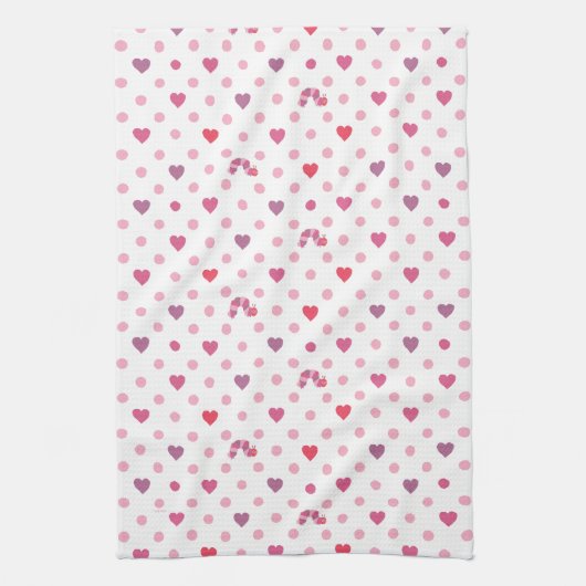 Eric Carle | Valentine Heart Polka Dot Pattern Geschirrtuch (Vertikal)