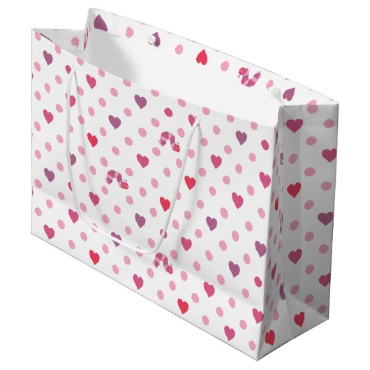 Eric Carle | Valentine Heart Polka Dot Pattern Große Geschenktüte (Vorderseite Schrägansicht)