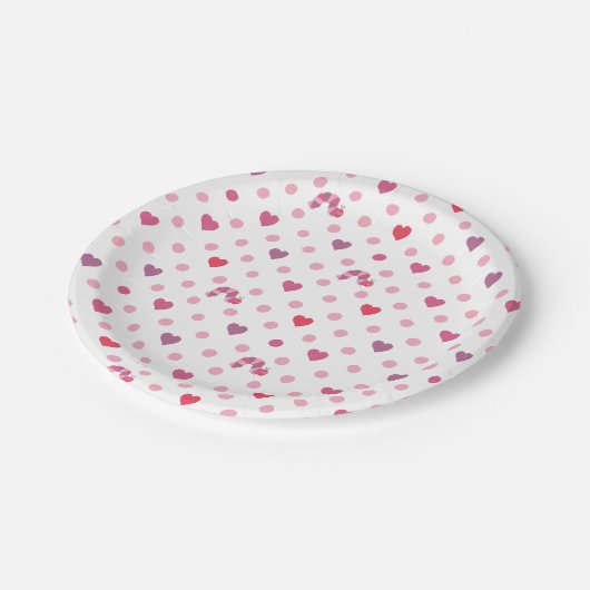 Eric Carle | Valentine Heart Polka Dot Pattern Pappteller (Schrägansicht)