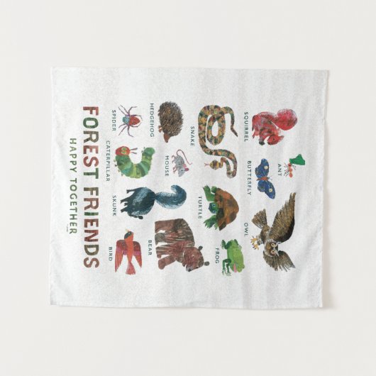 Eric Carle | Waldfreunde glücklich miteinander Wandteppich (Vorderseite (Horizontal))