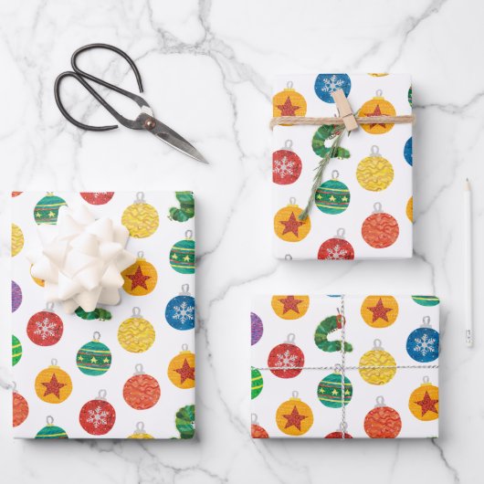 Eric Carle | Weihnachtsmuster der Raupe Geschenkpapier Set (Vorderseite)