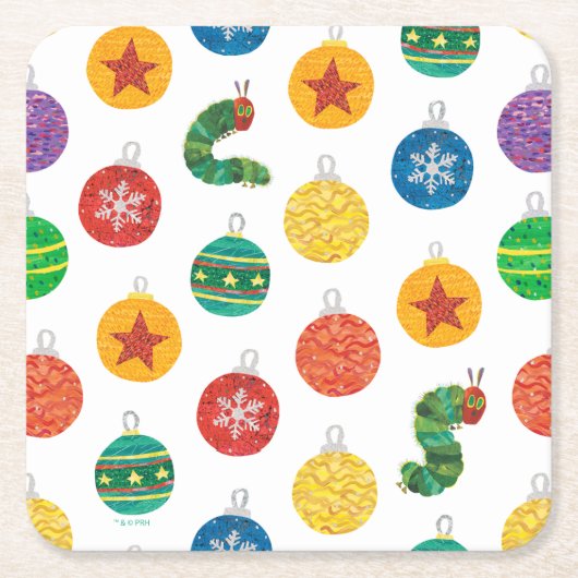 Eric Carle | Weihnachtsmuster der Raupe Rechteckiger Pappuntersetzer (Vorderseite)