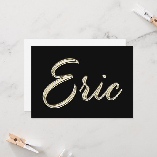 Eric Name white gold Handwriting Karte (Vorderseite/Rückseite Beispiel)