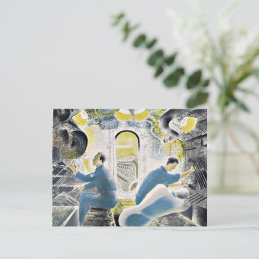 Eric Ravilious, arbeitende Kontrollen während des  Postkarte (Stehend Vorderseite)