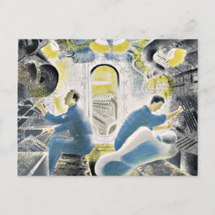 Eric Ravilious, arbeitende Kontrollen während des  Postkarte