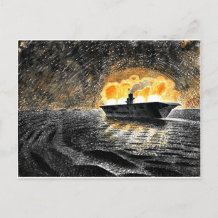 Eric Ravilious art, HMS Ark Royal in Action Postkarte