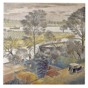Eric Ravilious art, River Thames, Chiswick Eyot Fliese