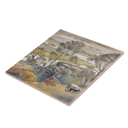 Eric Ravilious art, River Thames, Chiswick Eyot Fliese (Seite)