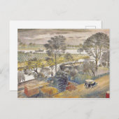 Eric Ravilious art, River Thames, Chiswick Eyot Postkarte (Vorne/Hinten)