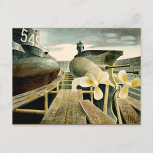 Eric Ravilious Art, U-Boote in Dry Dock Postkarte