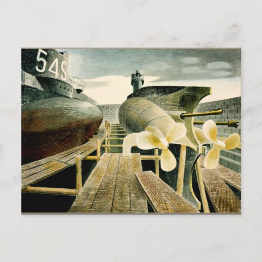 Eric Ravilious Art, U-Boote in Dry Dock Postkarte (Vorderseite)