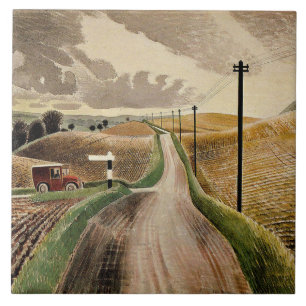 Eric Ravilious art, Wiltshire Landscape, Fliese