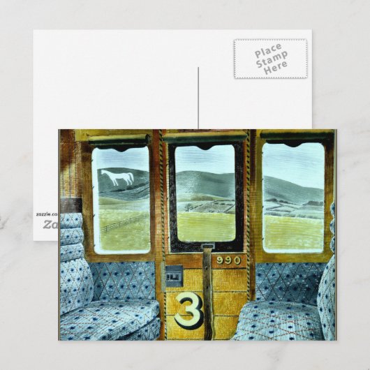Eric Ravilious Art, Zug Landschaft Postkarte (Vorne/Hinten)