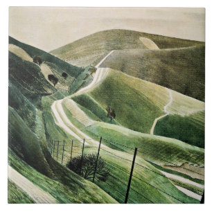 Eric Ravilious - Chalk Paths, berühmte Kunstwerke, Fliese