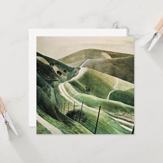 Eric Ravilious - Chalk Paths, berühmte Kunstwerke Karte (Vorderseite/Rückseite Beispiel)
