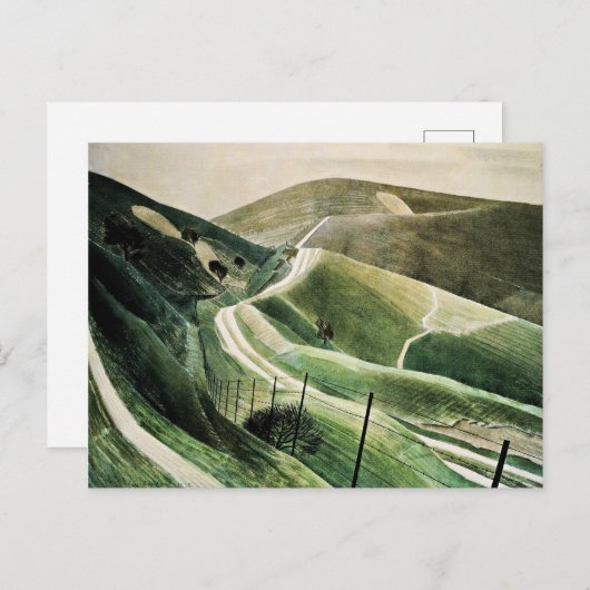 Eric Ravilious - Chalk Paths, berühmte Kunstwerke Postkarte (Vorne/Hinten)