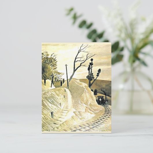 Eric Ravilious - Dampfzug, der einen Bend umrundet Postkarte (Stehend Vorderseite)