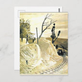 Eric Ravilious - Dampfzug, der einen Bend umrundet Postkarte (Vorne/Hinten)